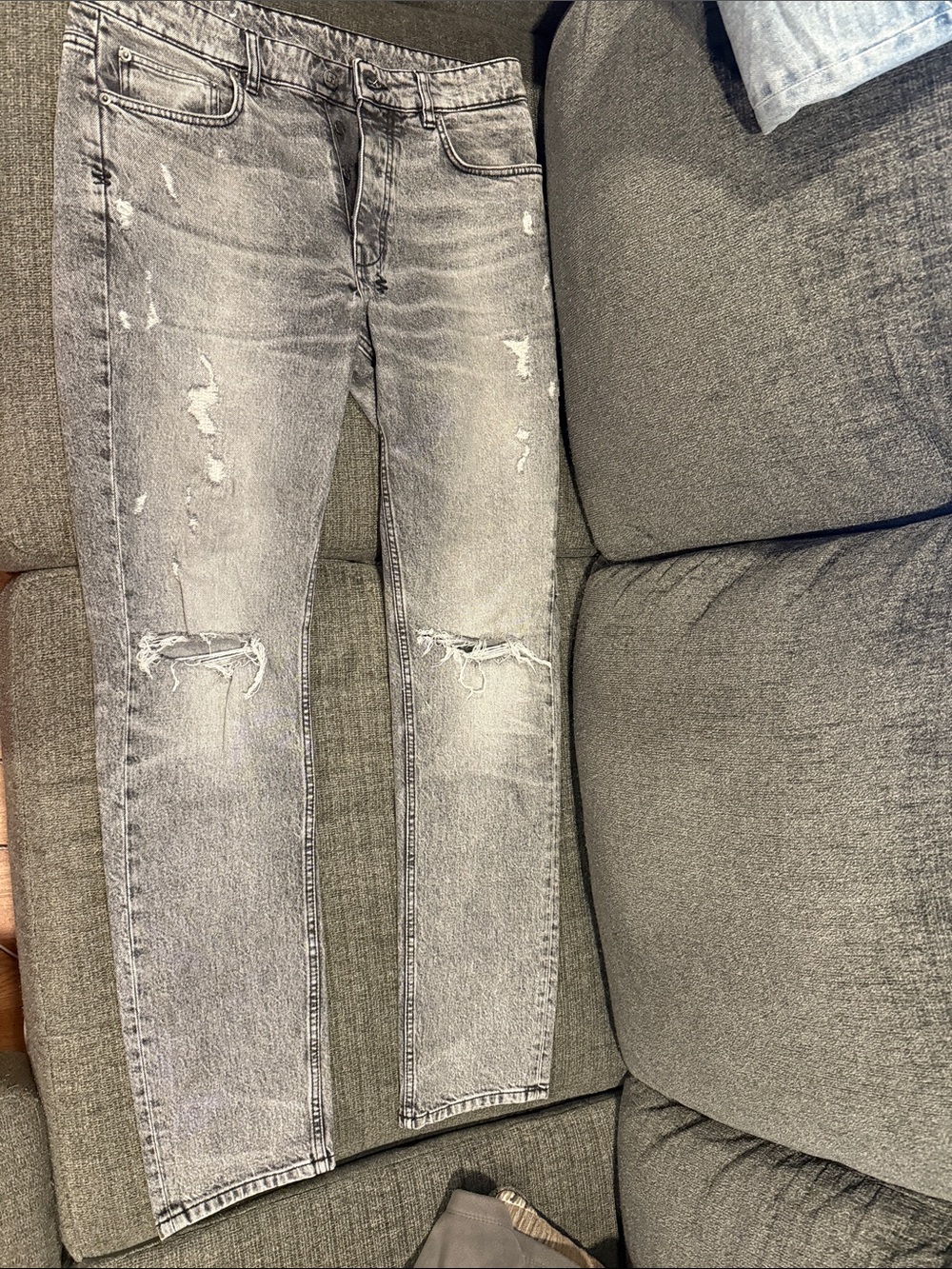 Ksubi Light Grey Distressed Skinny Jeans